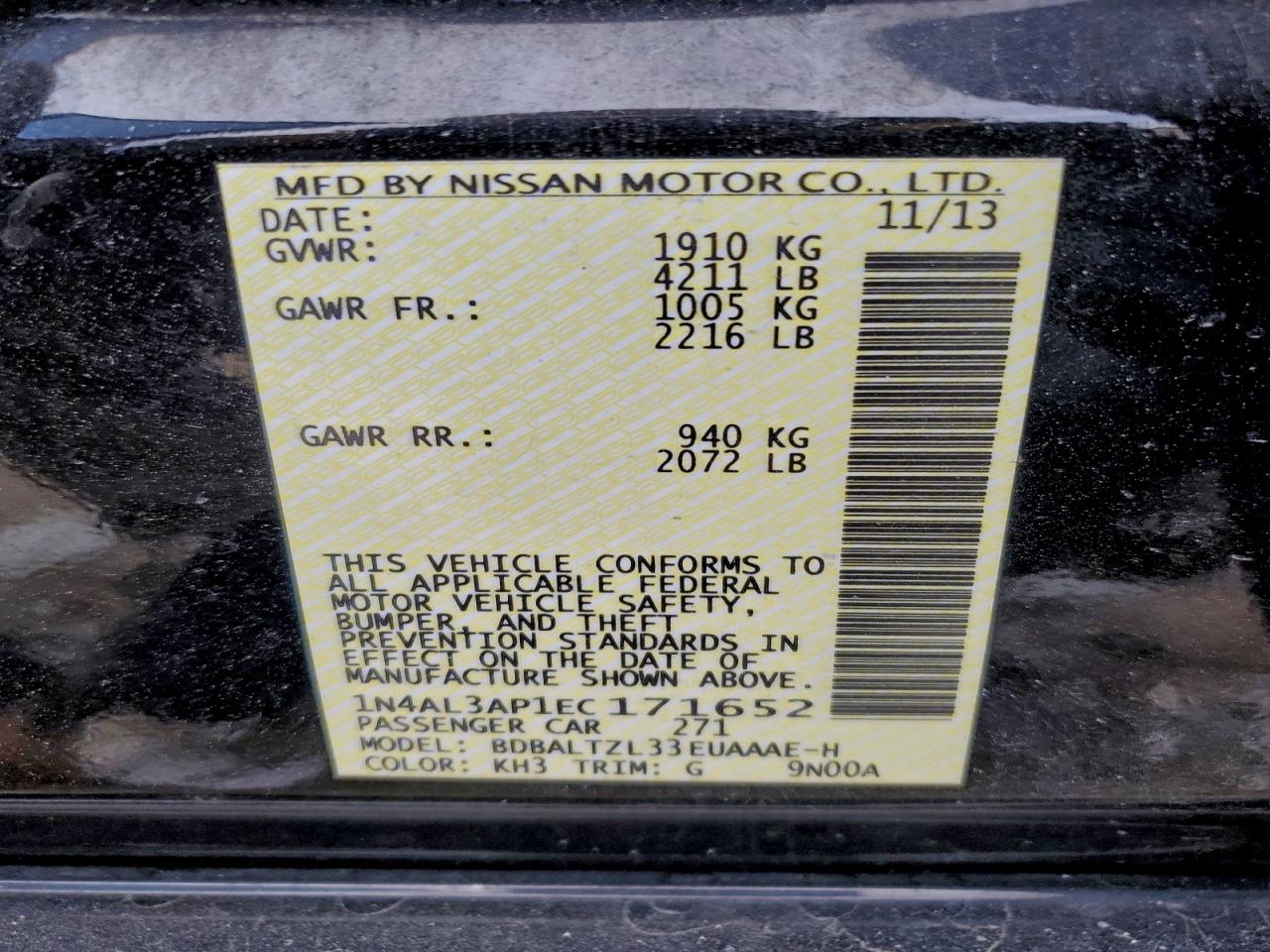 2014 NISSAN ALTIMA 2.5 photo 12