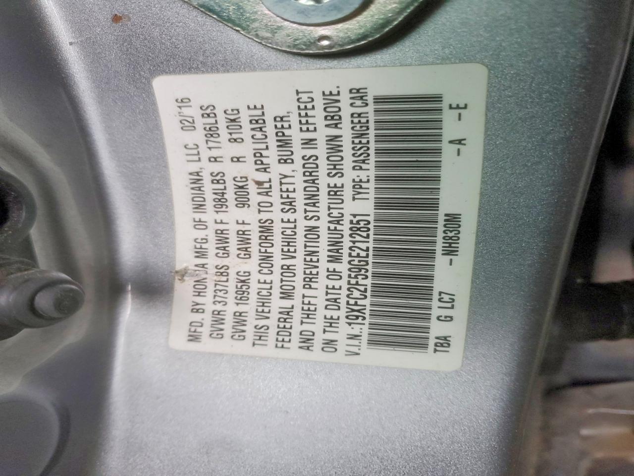 2016 HONDA CIVIC LX photo 37