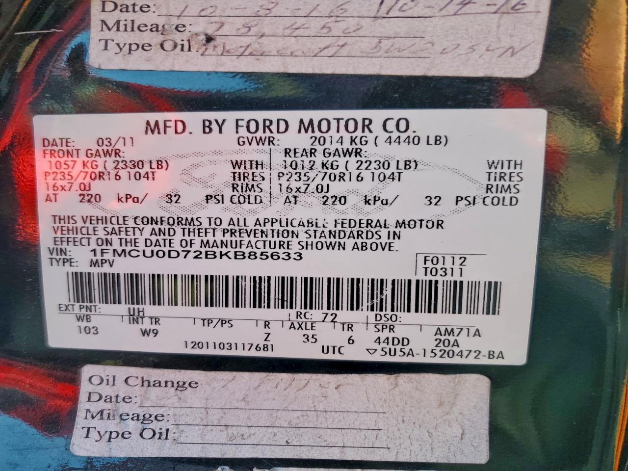 2011 FORD ESCAPE XLT photo 25
