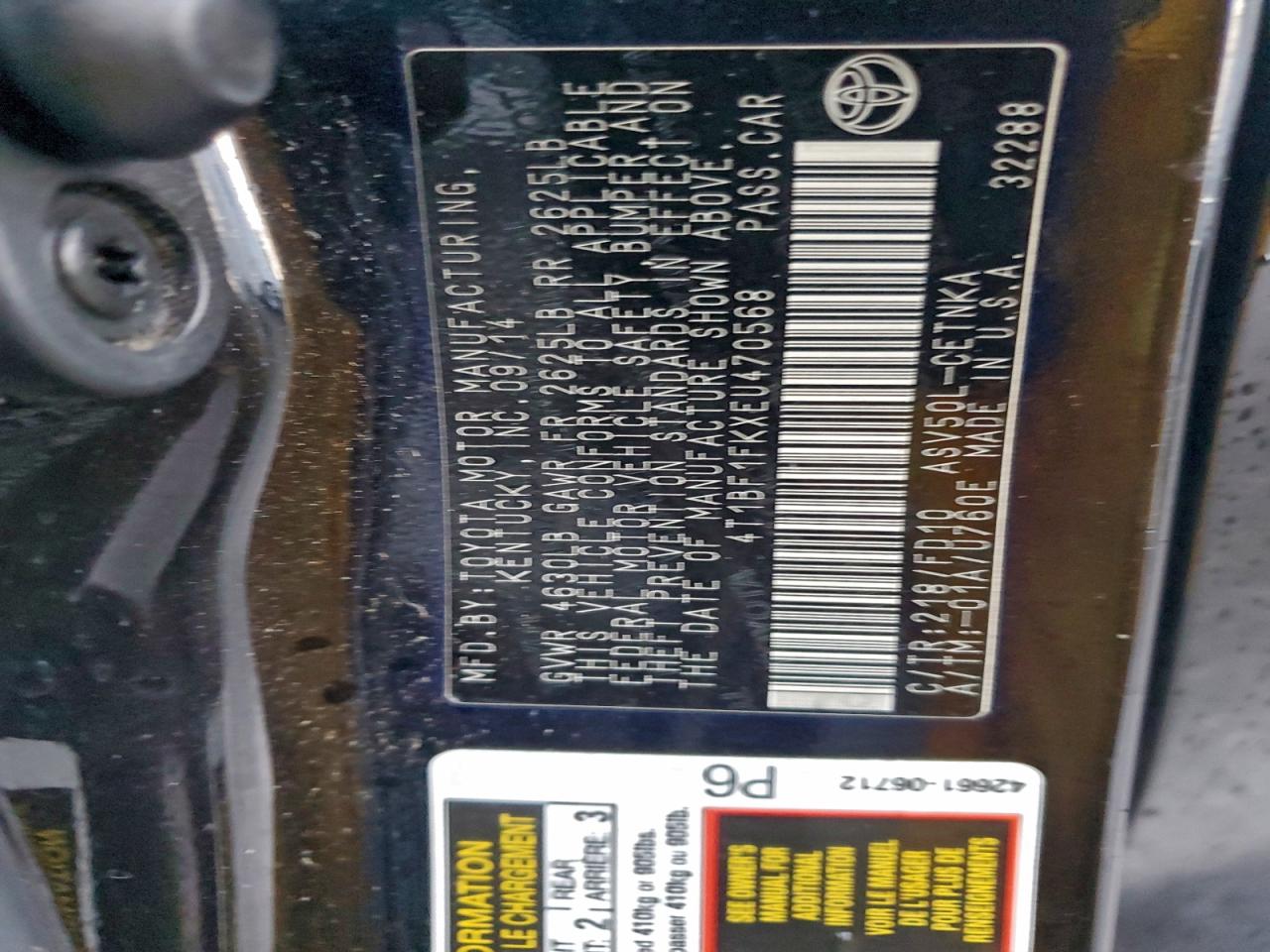 2014 TOYOTA CAMRY L photo 34