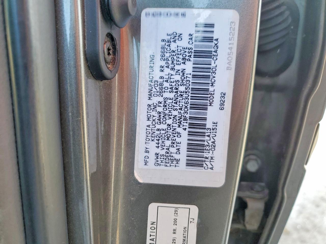 2003 TOYOTA CAMRY XLE V6 photo 12