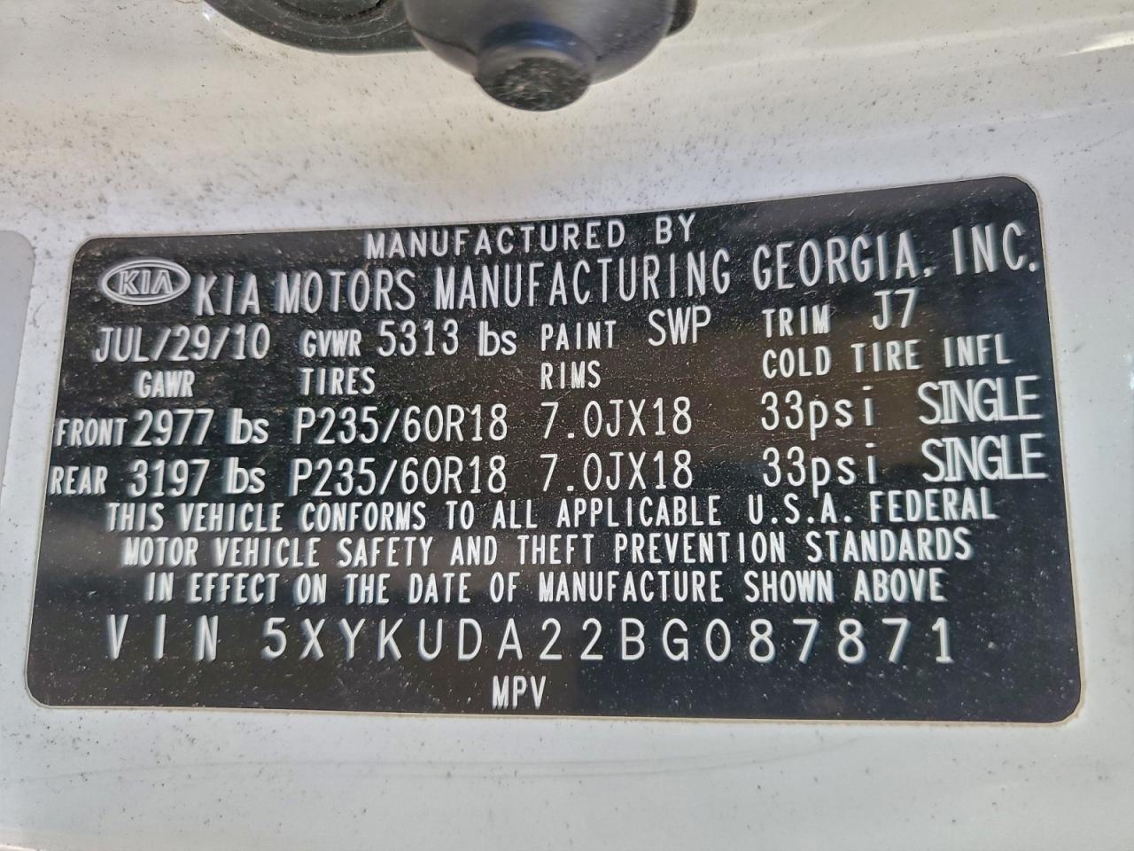 2011 KIA SORENTO EX photo 25