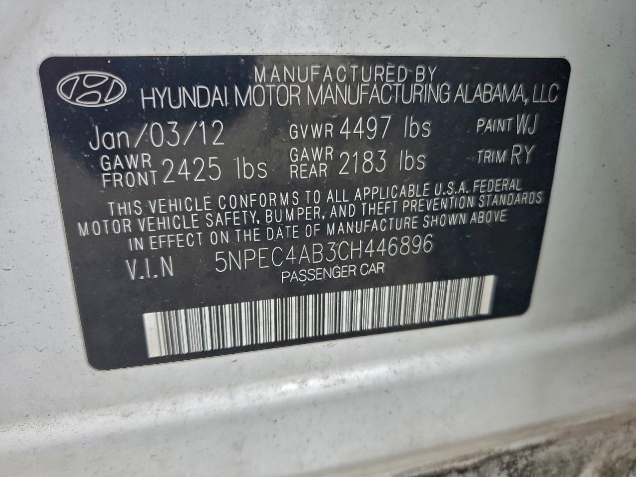 2012 HYUNDAI SONATA SE photo 13