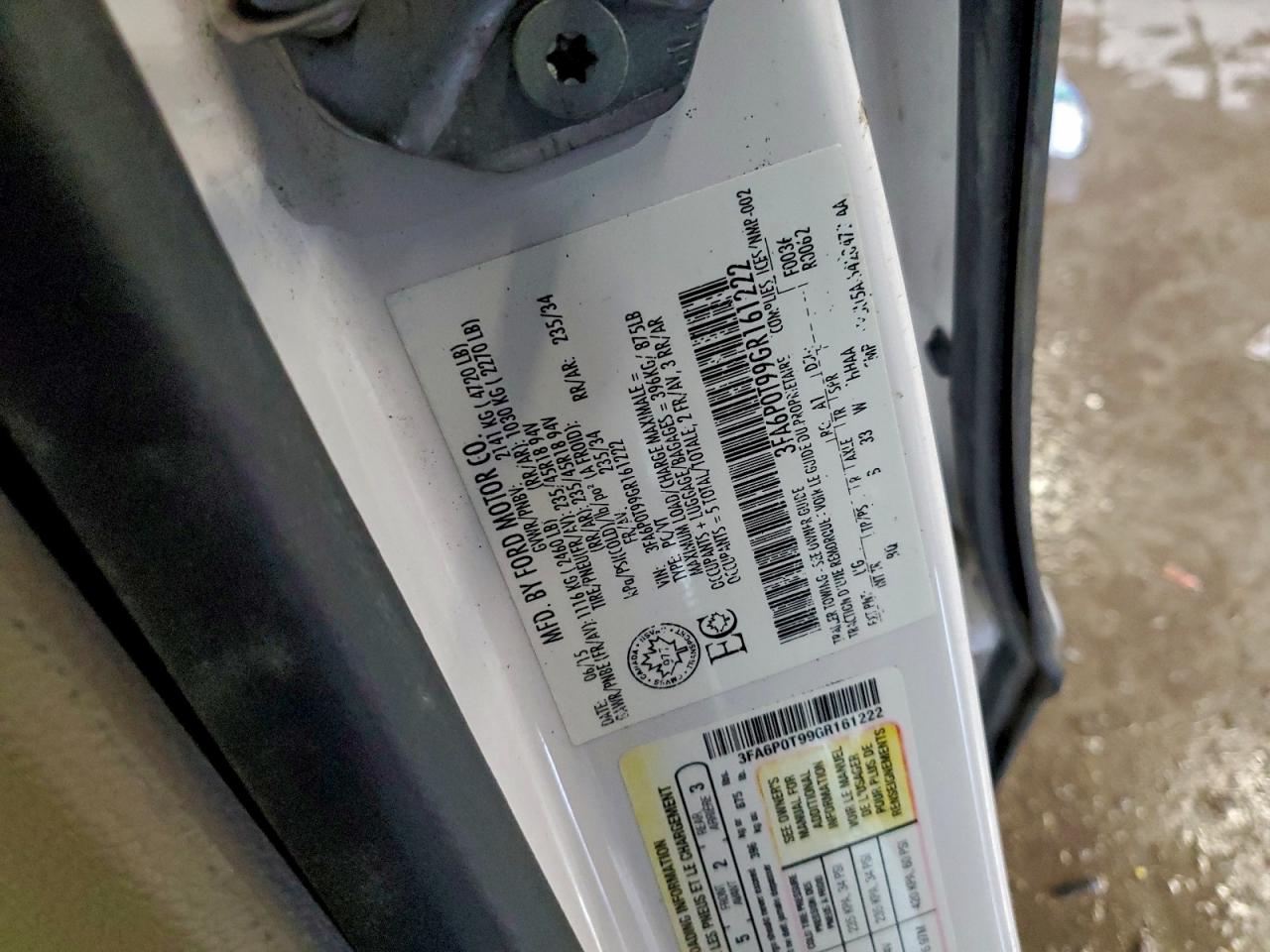 2016 FORD FUSION SE photo 12