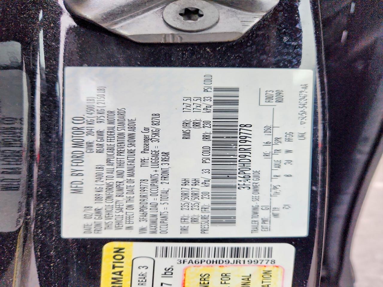 2018 FORD FUSION SE photo 23