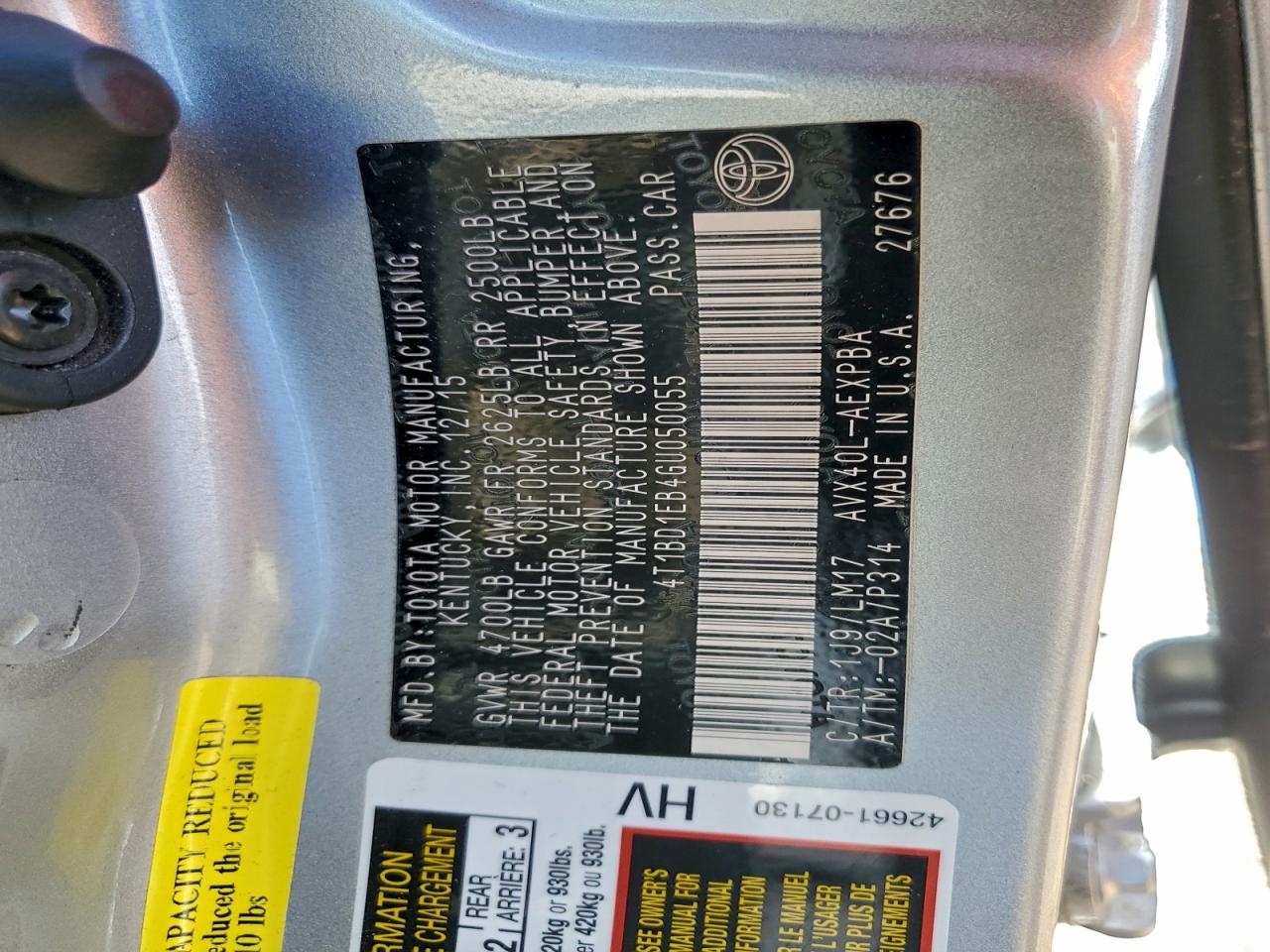 2016 TOYOTA AVALON HYBRID photo 37