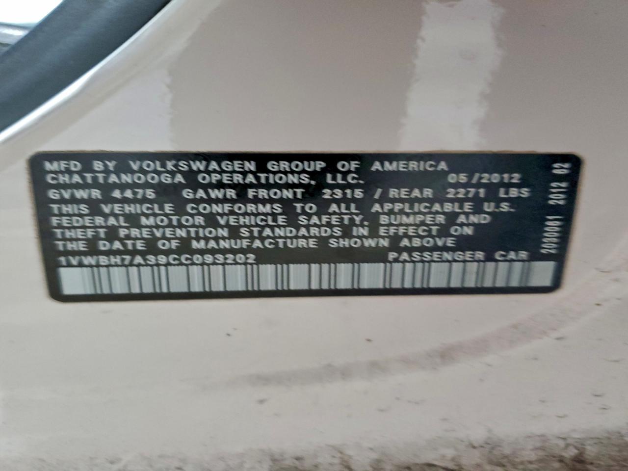 2012 VOLKSWAGEN PASSAT SE photo 12