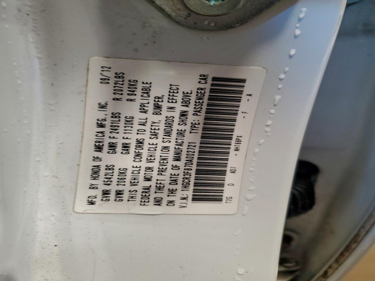 2013 HONDA ACCORD EXL photo 12