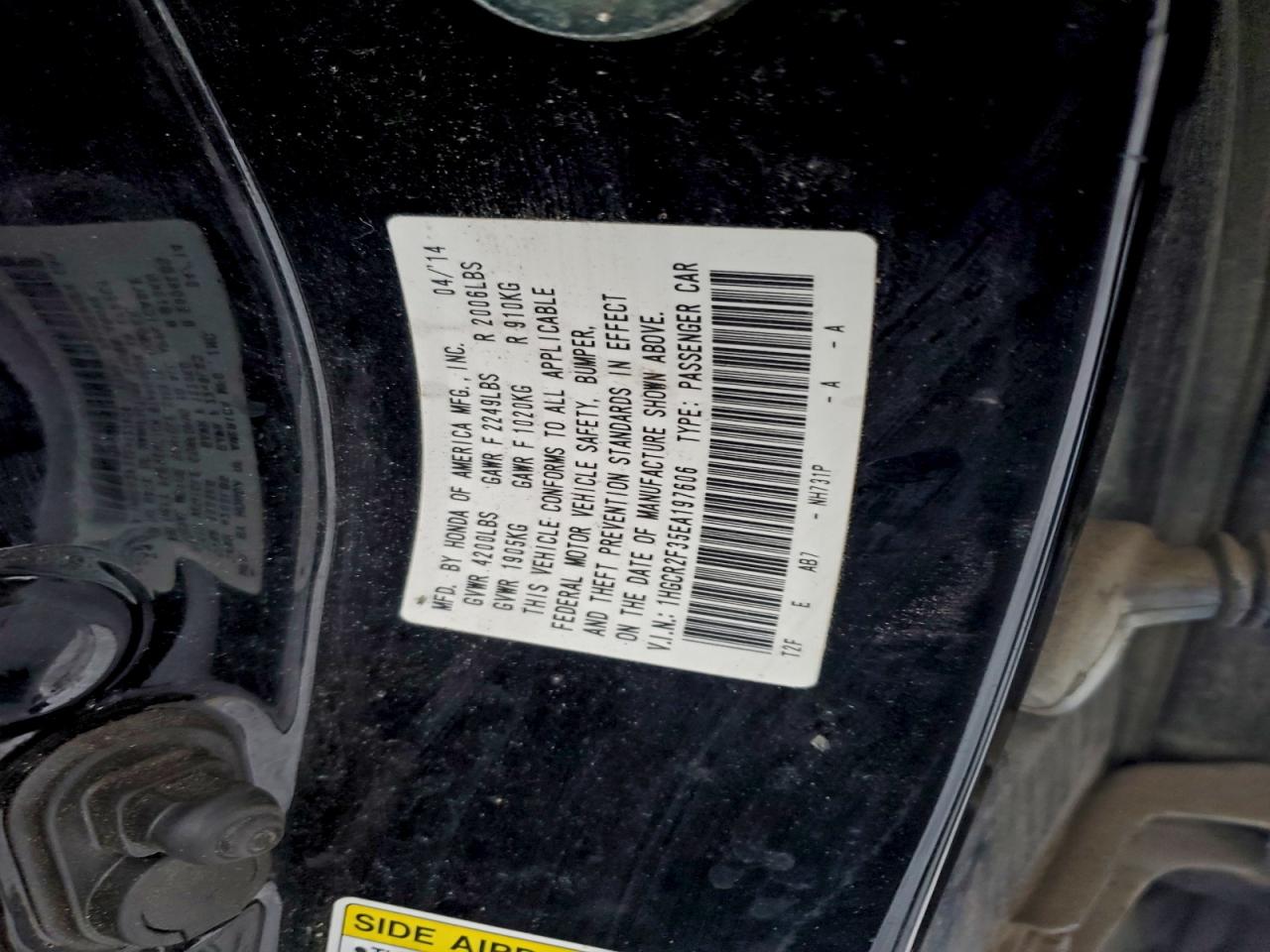 2014 HONDA ACCORD LX photo 12