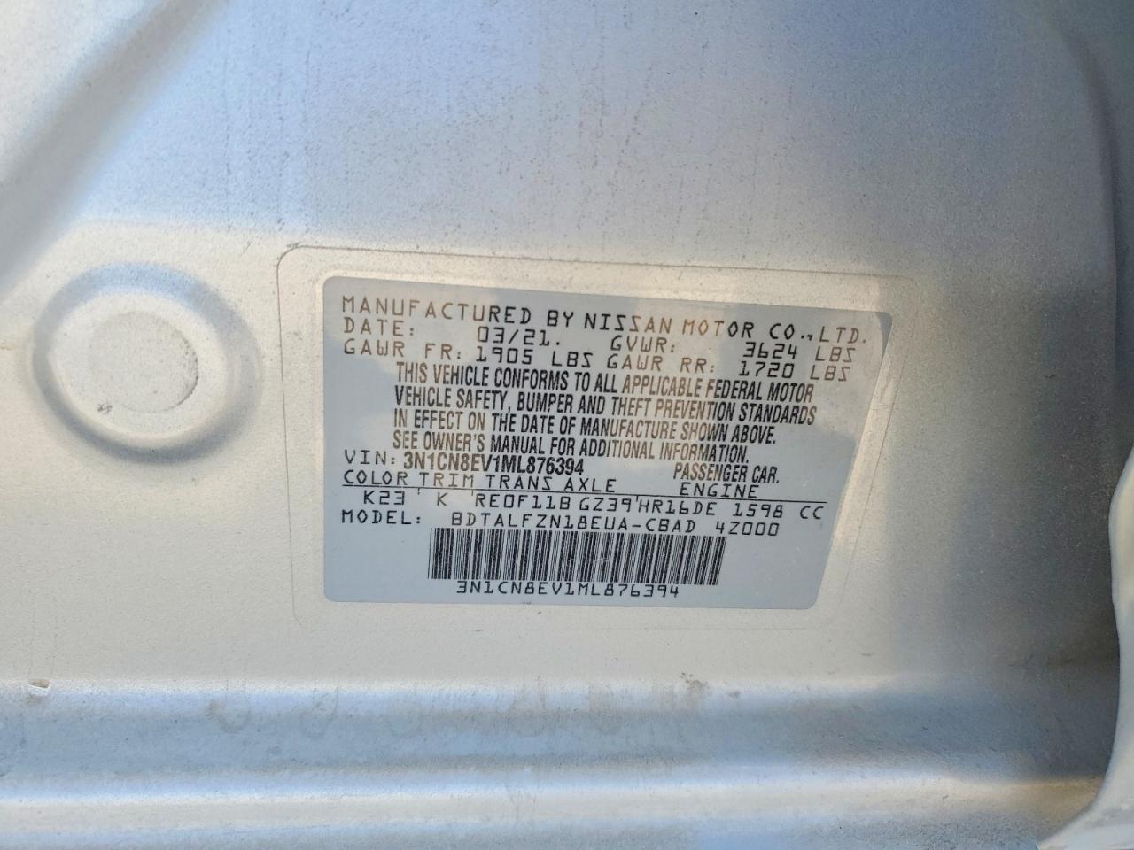 2021 NISSAN VERSA SV photo 34