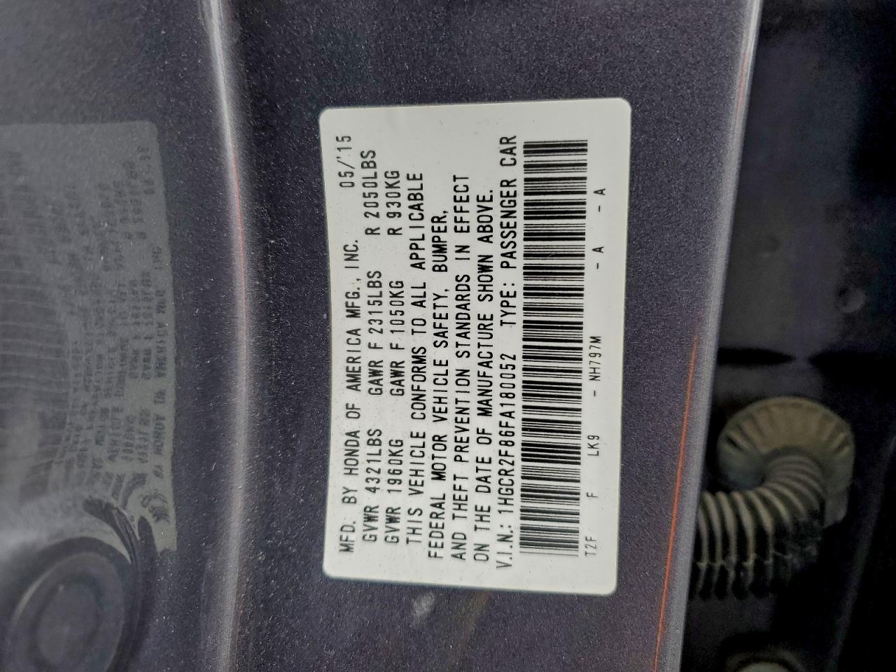 2015 HONDA ACCORD EXL photo 12