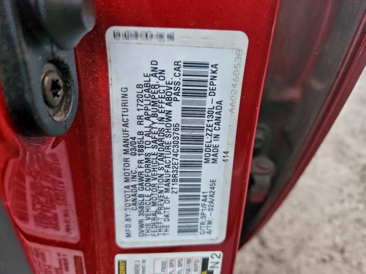 2004 TOYOTA COROLLA CE photo 25