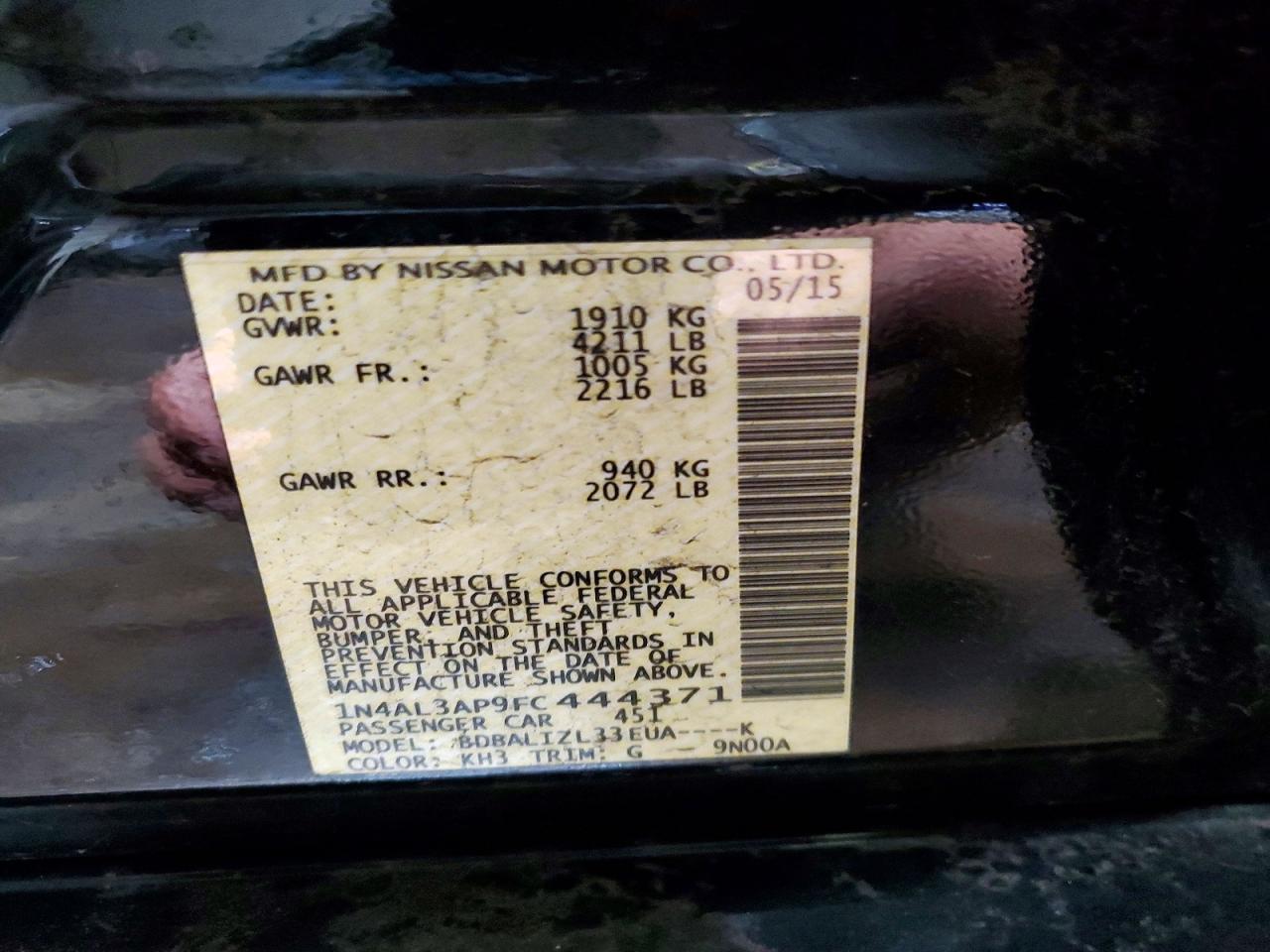 2015 NISSAN ALTIMA 2.5 photo 12