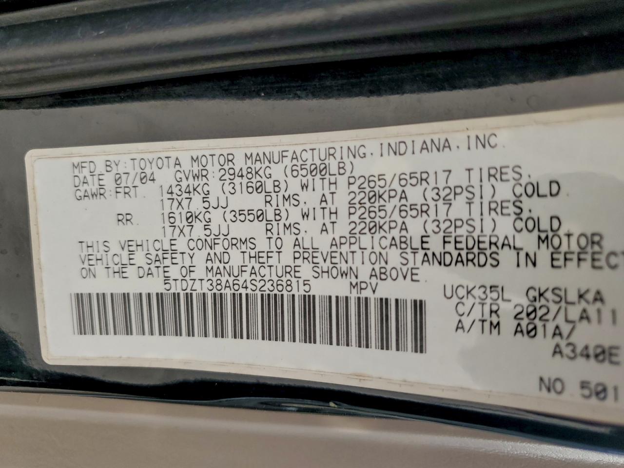 2004 TOYOTA SEQUOIA LIMITED photo 49