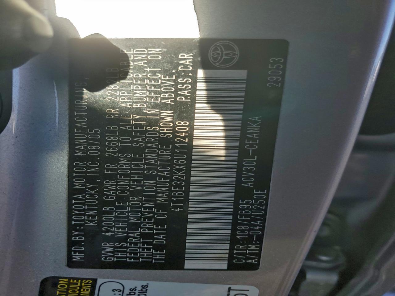 2006 TOYOTA CAMRY LE photo 23