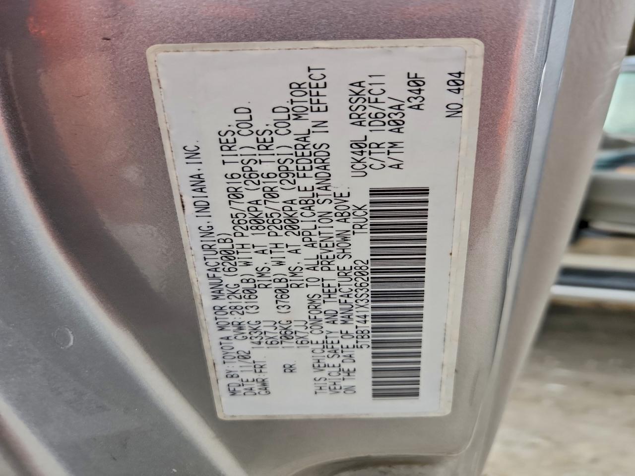2003 TOYOTA TUNDRA ACCESS CAB SR5 photo 12