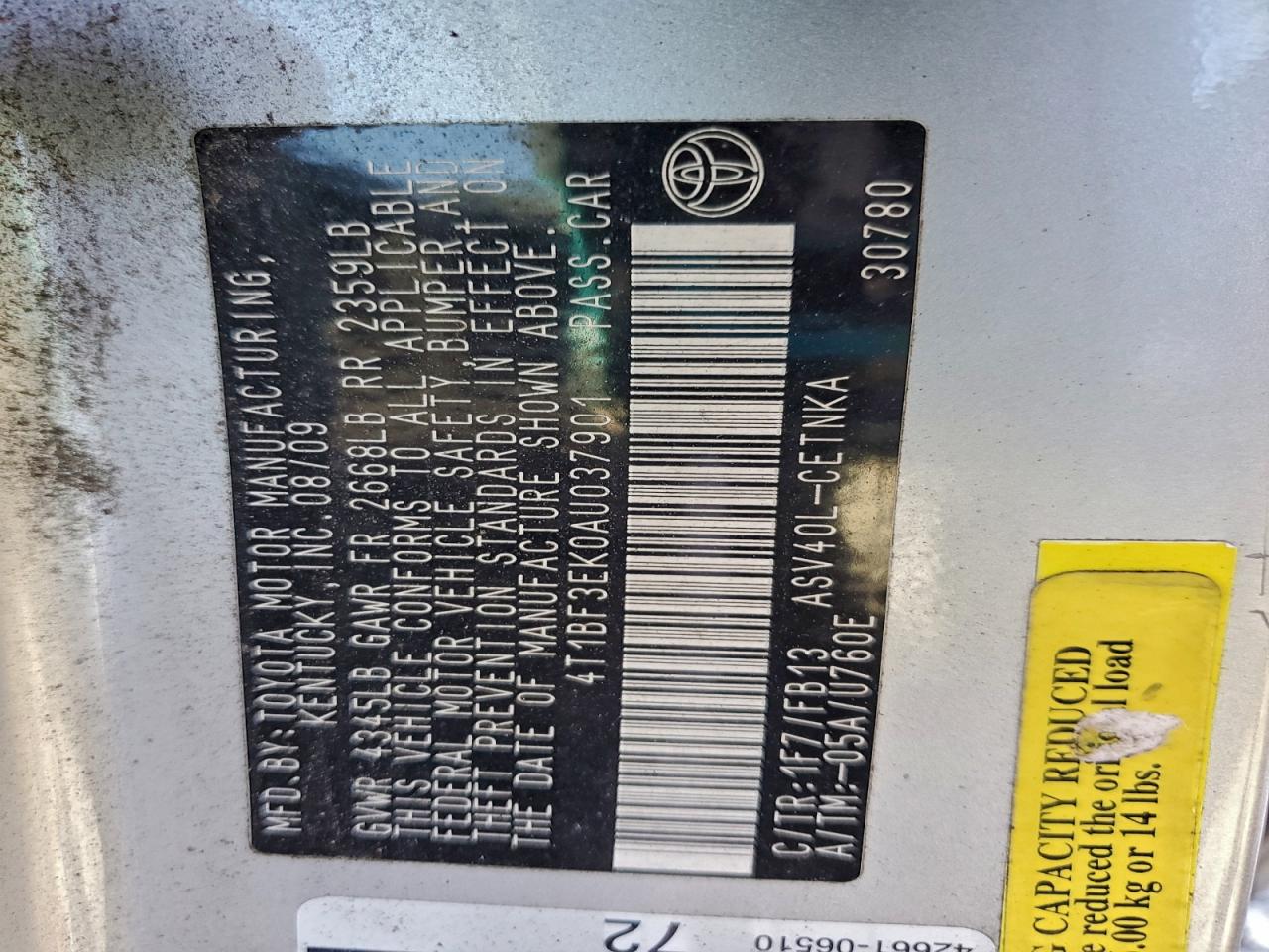 2010 TOYOTA CAMRY BASE photo 23
