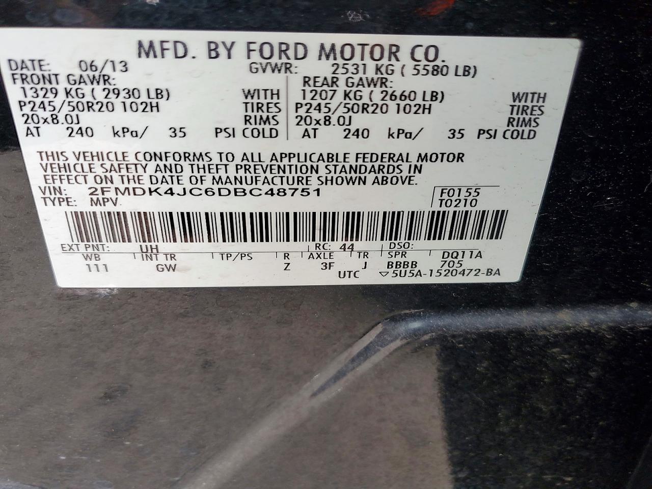 2013 FORD EDGE SEL photo 14