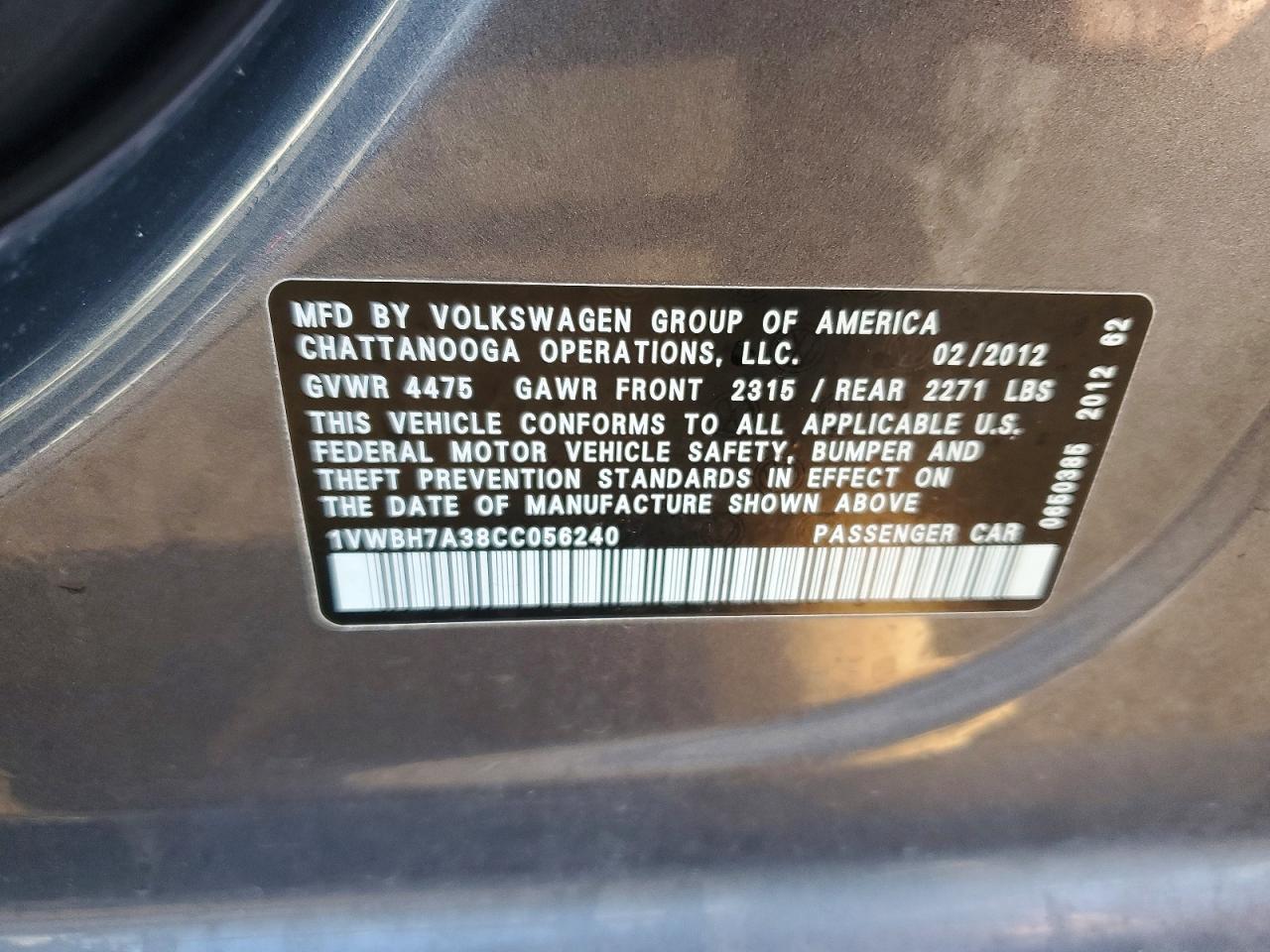 2012 VOLKSWAGEN PASSAT SE photo 12