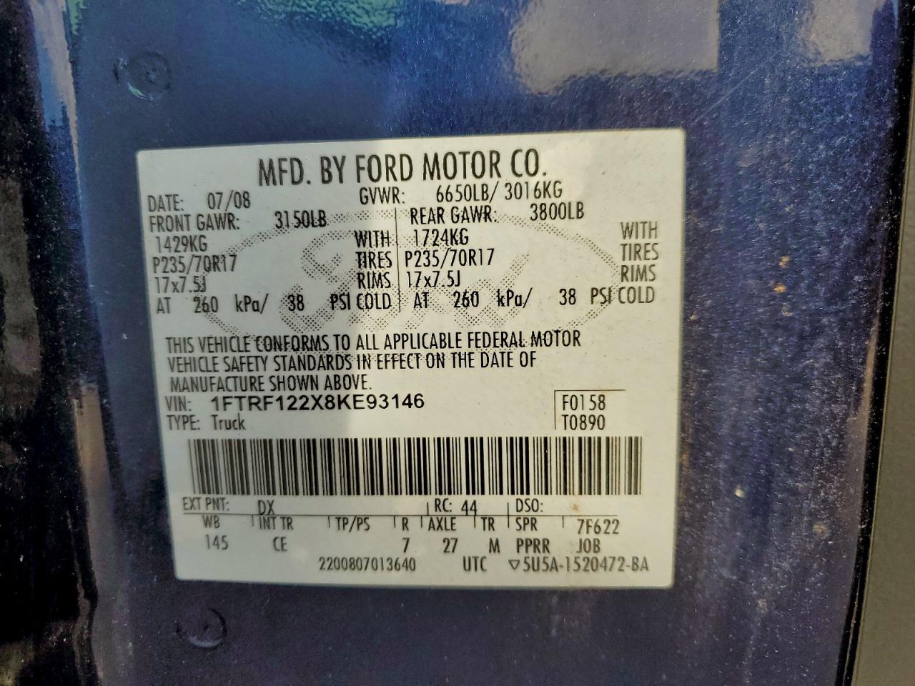 2008 FORD F150 photo 12