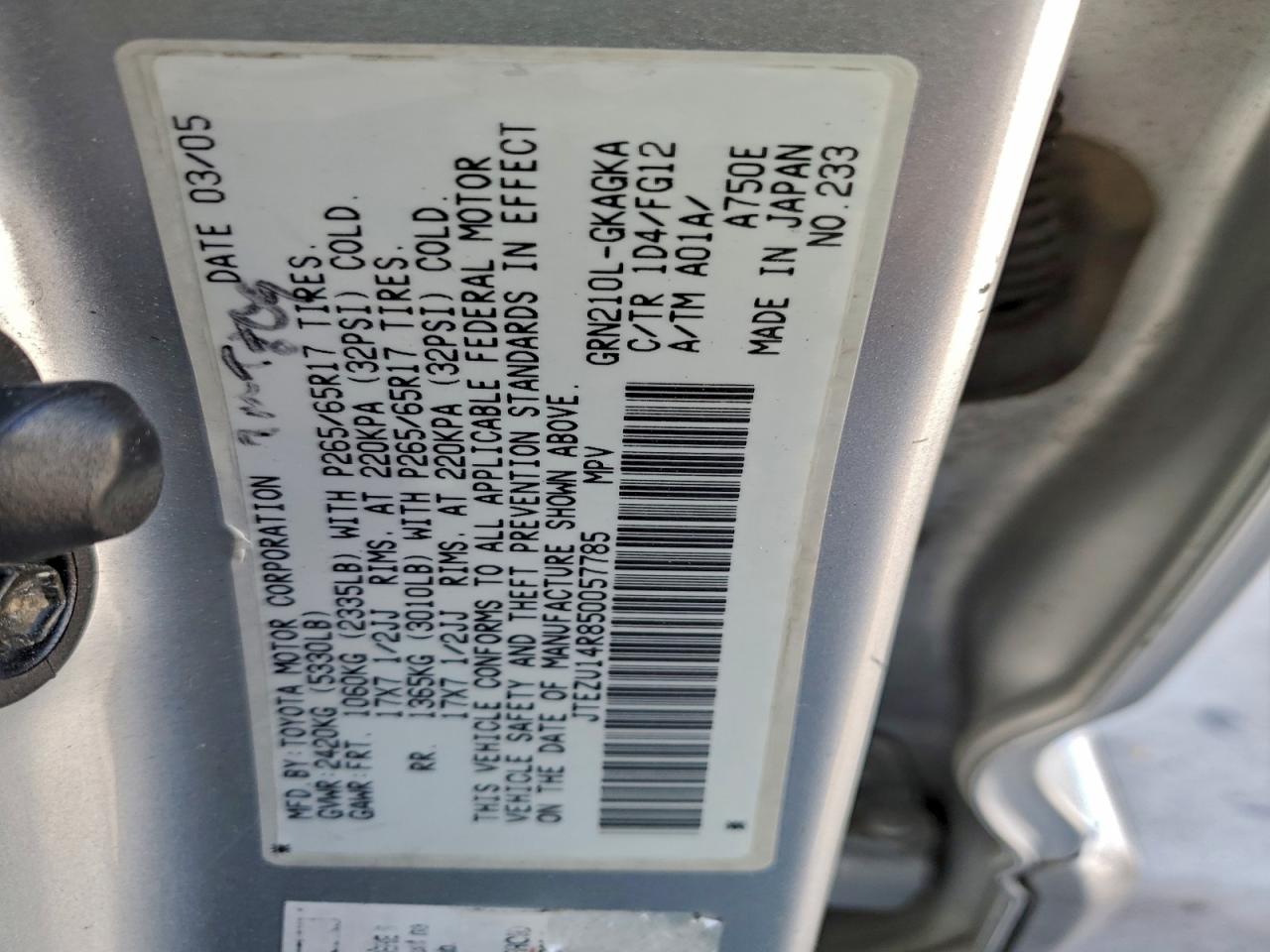 2005 TOYOTA 4RUNNER SR5 photo 27