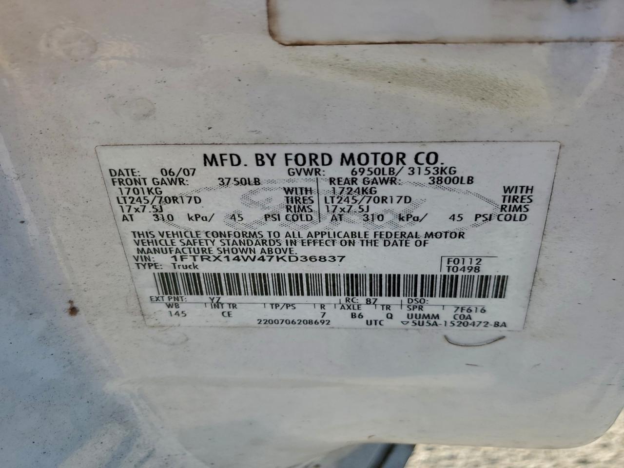 2007 FORD F150 photo 12
