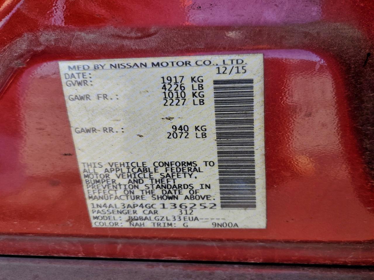 2016 NISSAN ALTIMA 2.5 photo 25