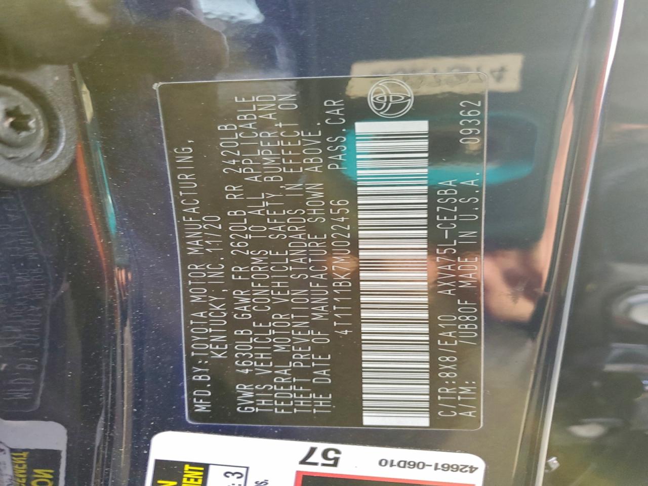 2021 TOYOTA CAMRY SE photo 12