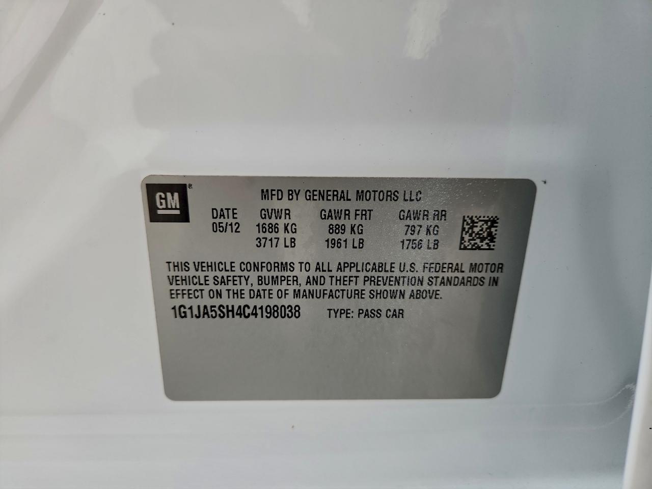 2012 CHEVROLET SONIC LS photo 12