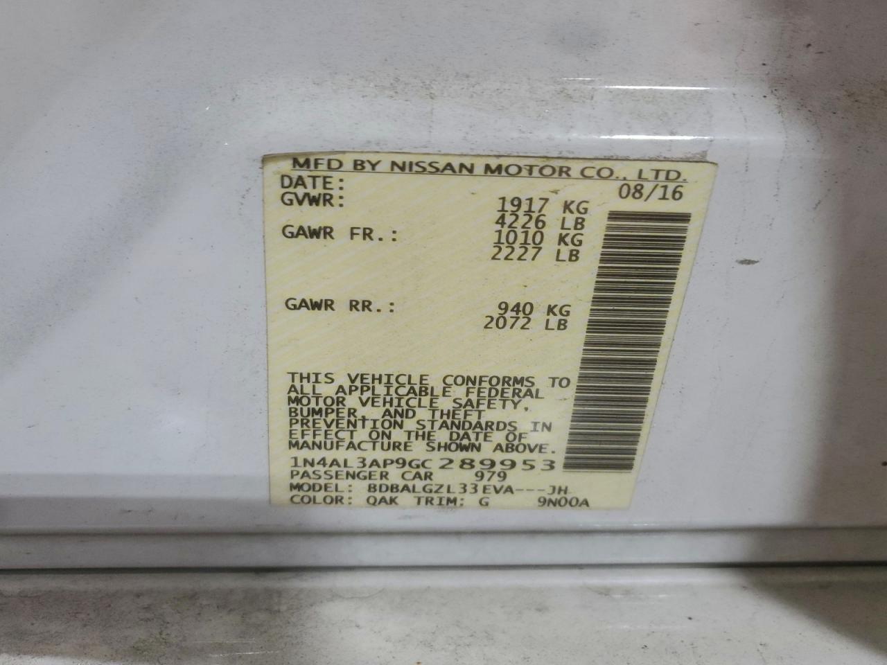 2016 NISSAN ALTIMA 2.5 photo 12