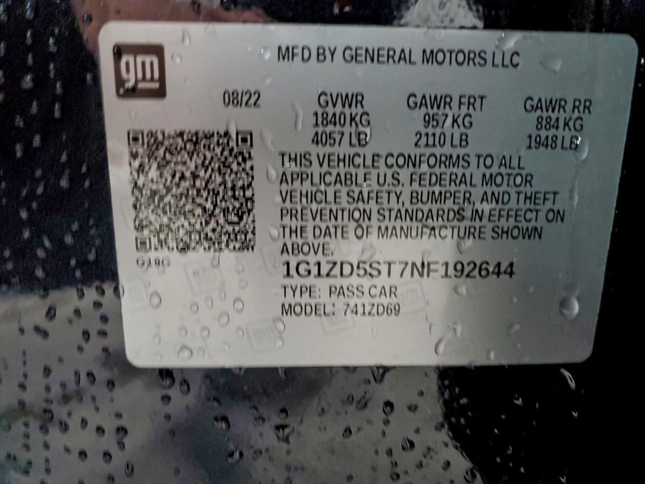 2022 CHEVROLET MALIBU LT photo 12