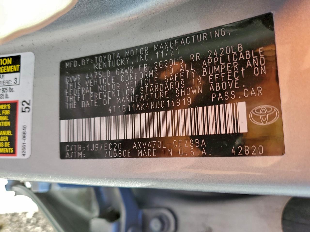 2022 TOYOTA CAMRY SE photo 12