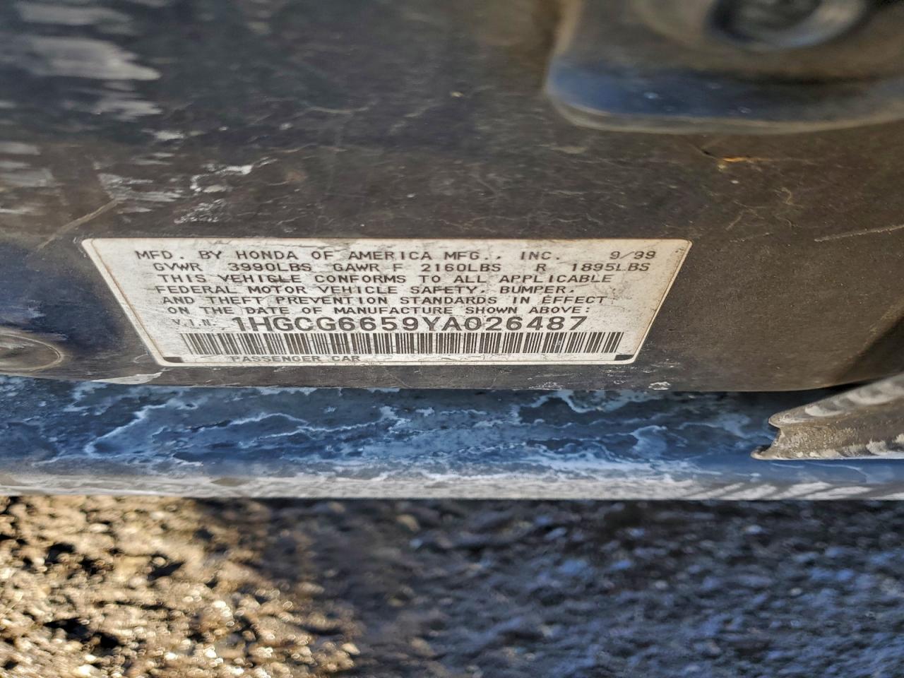 2000 HONDA ACCORD LX photo 12