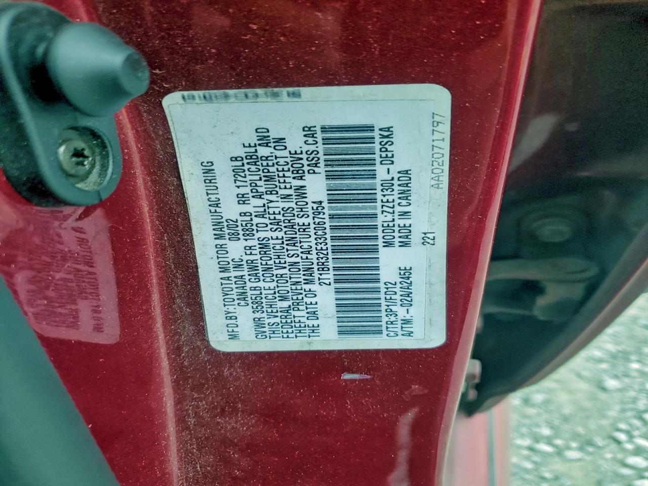 2003 TOYOTA COROLLA CE photo 12