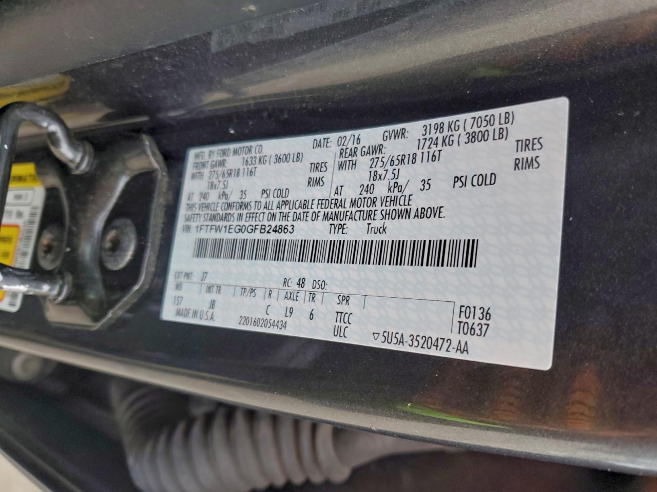 2016 FORD F150 SUPERCREW photo 12