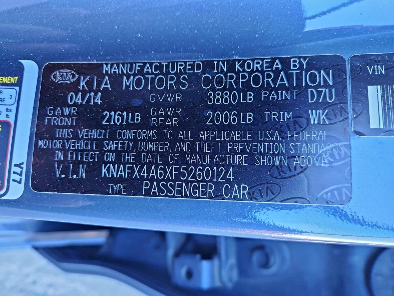 2015 KIA FORTE LX photo 12