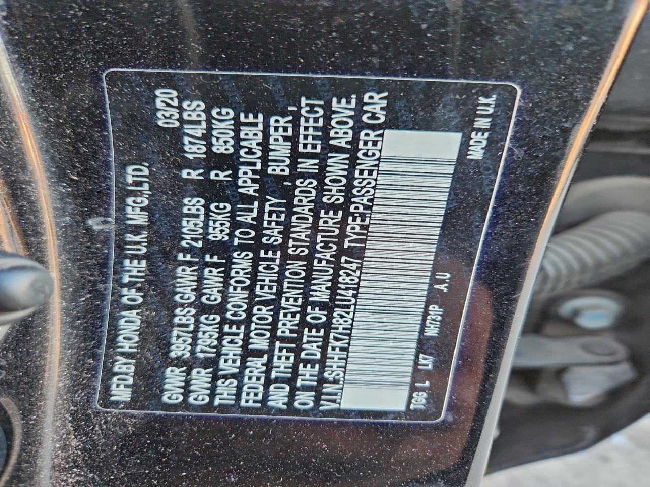 2020 HONDA CIVIC EXL photo 12