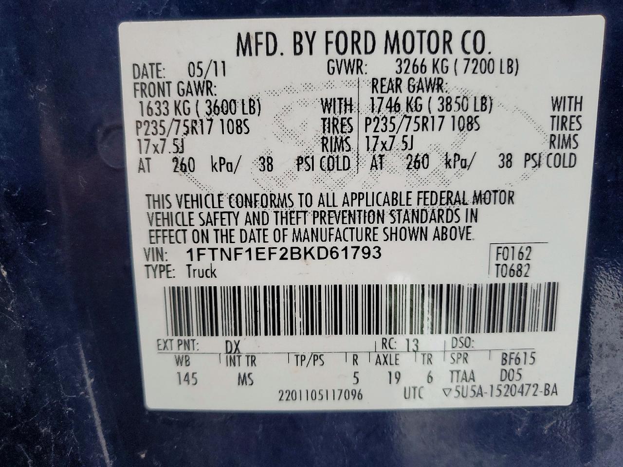 2011 FORD F150 photo 13