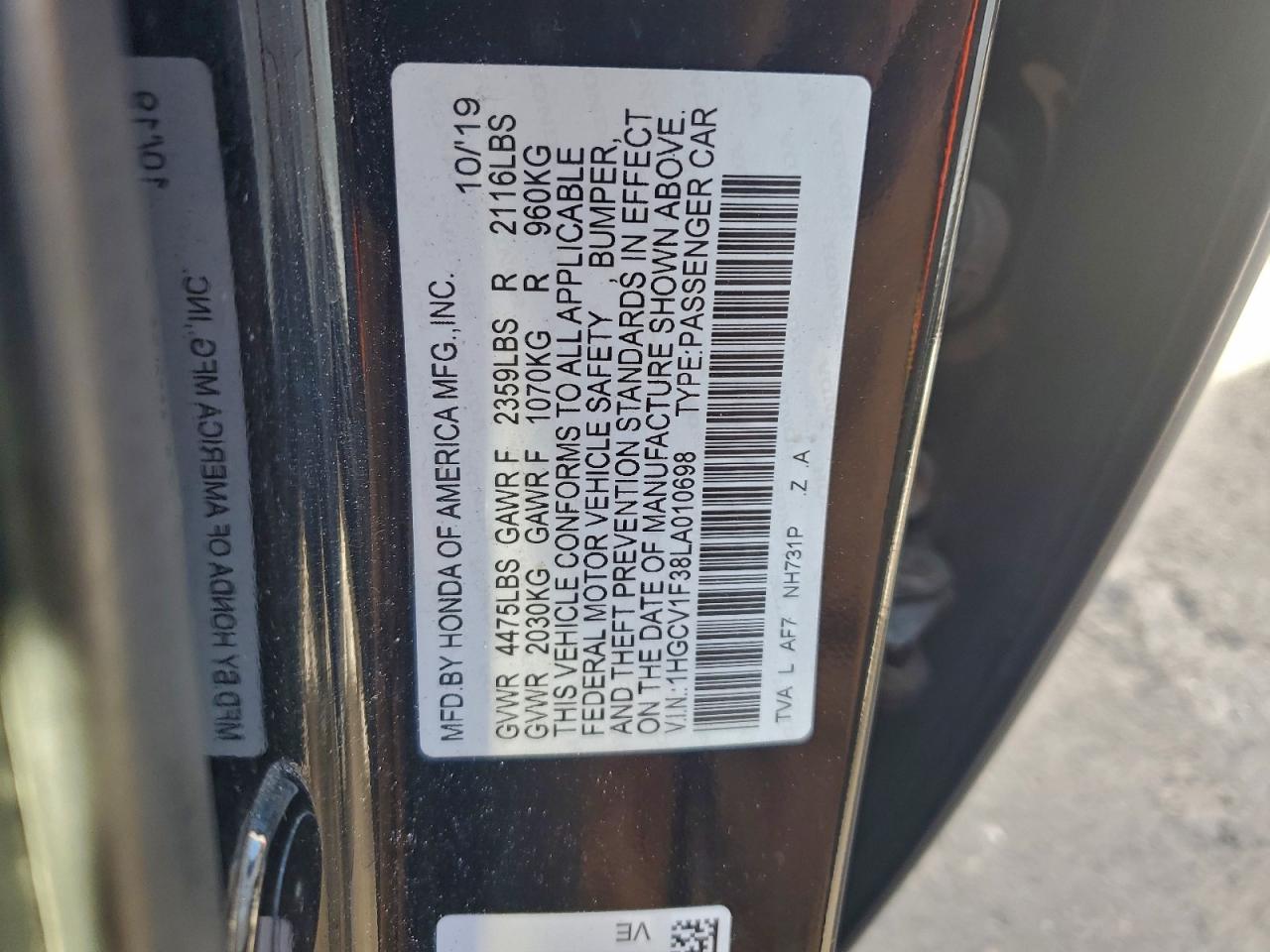 2020 HONDA ACCORD SPORT photo 34
