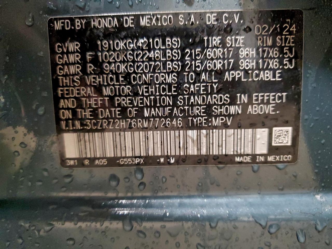 2024 HONDA HR-V EXL photo 25