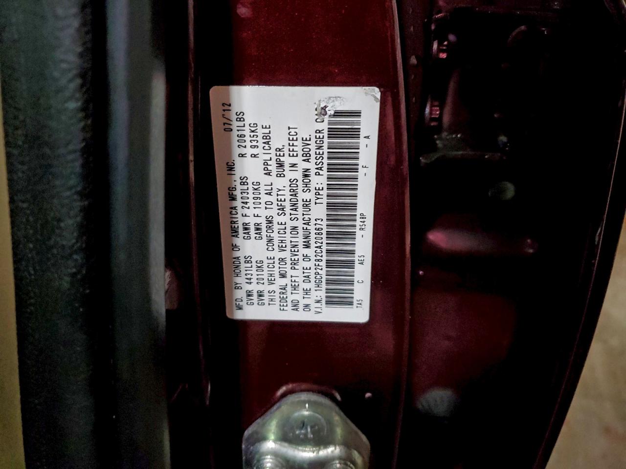 2012 HONDA ACCORD EXL photo 37