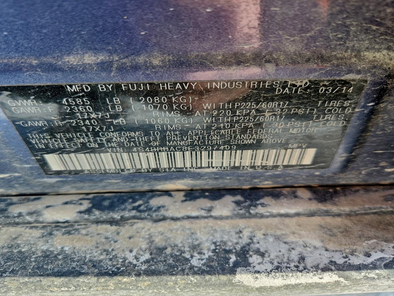 2014 SUBARU OUTBACK 2.5I photo 13