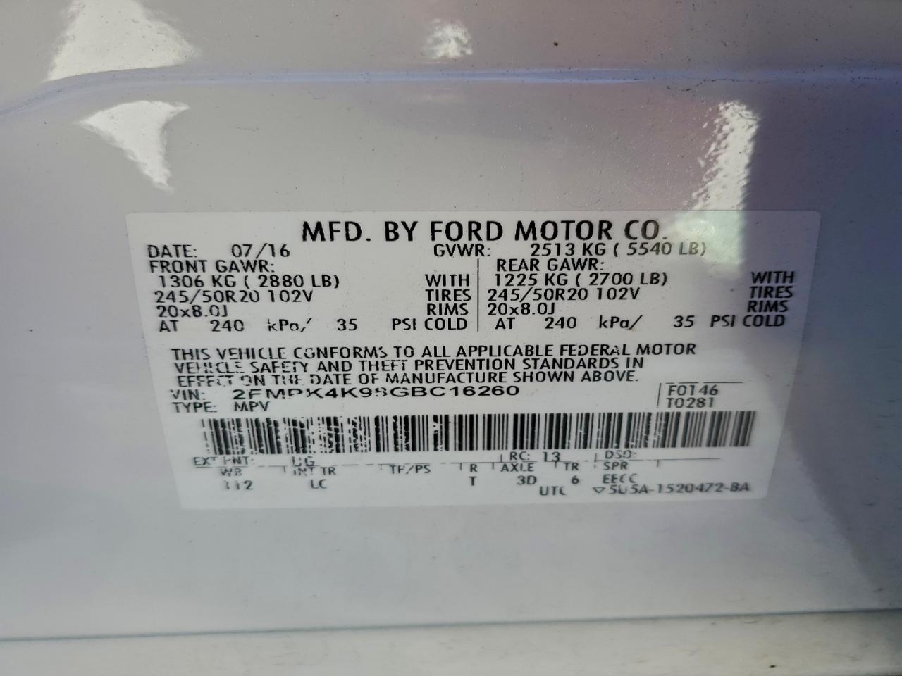 2016 FORD EDGE photo 37