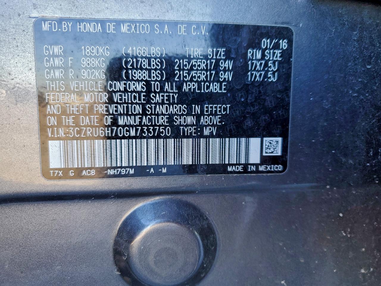 2016 HONDA HR-V EXL photo 37