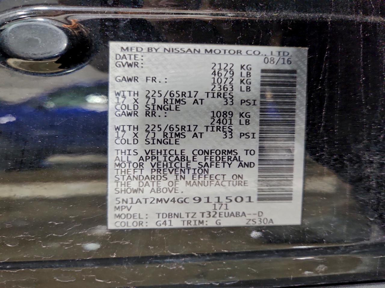 2016 NISSAN ROGUE SV photo 12