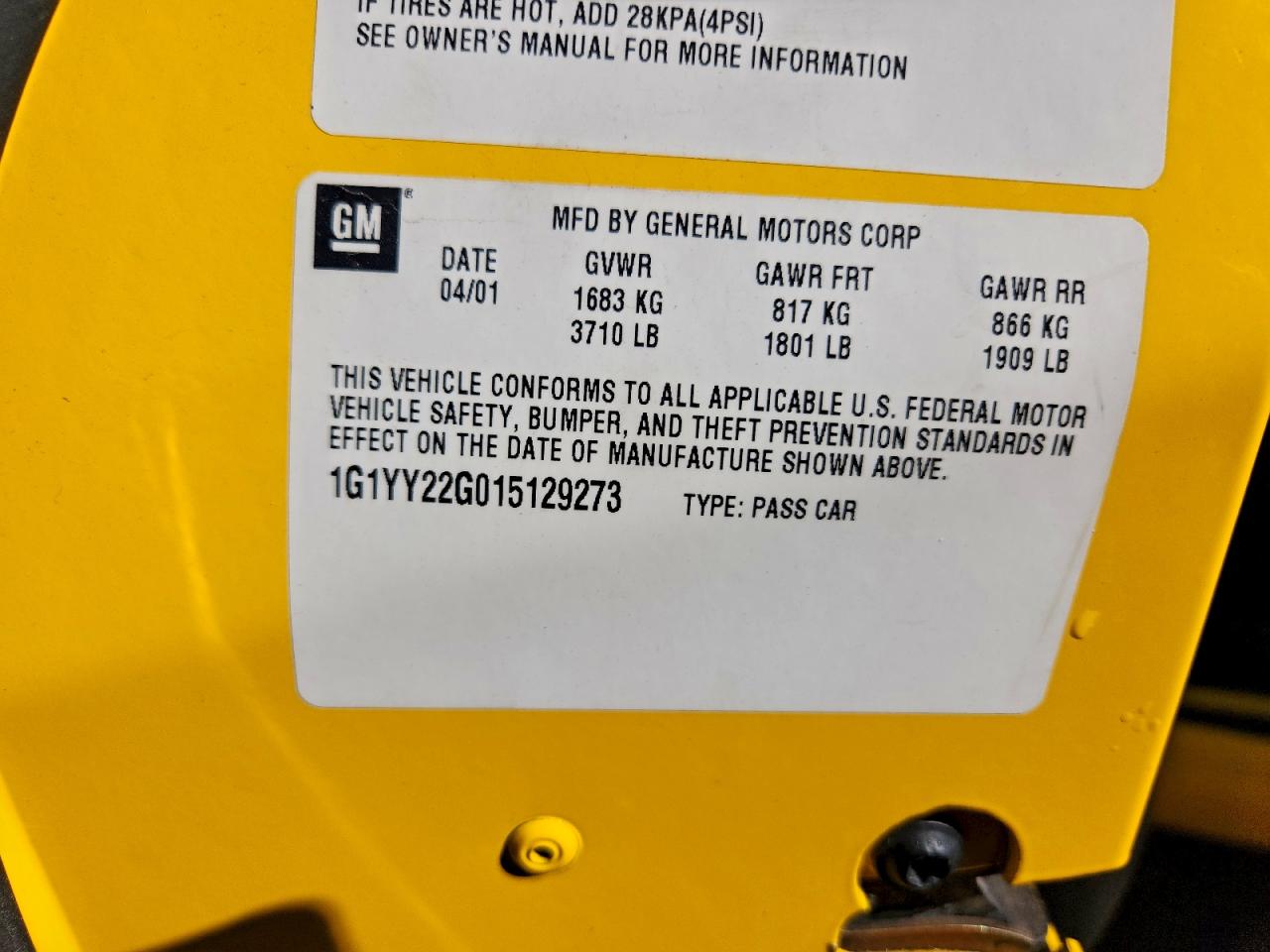 2001 CHEVROLET CORVETTE photo 23