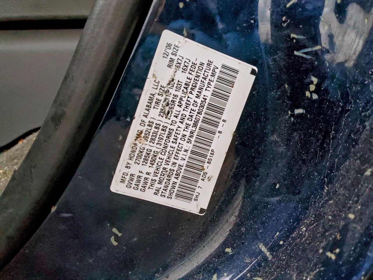 2007 HONDA ODYSSEY EXL photo 25