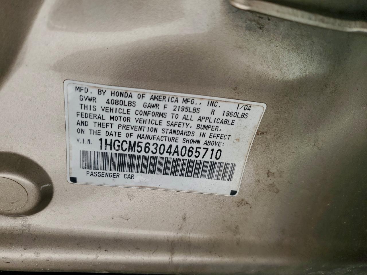 2004 HONDA ACCORD LX photo 23