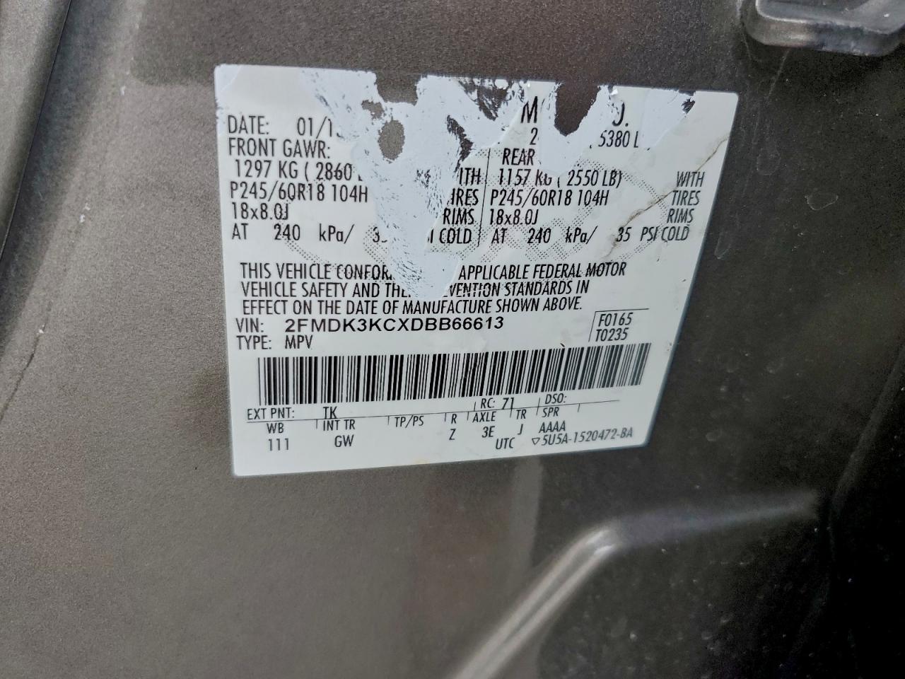 2013 FORD EDGE LIMITED photo 13