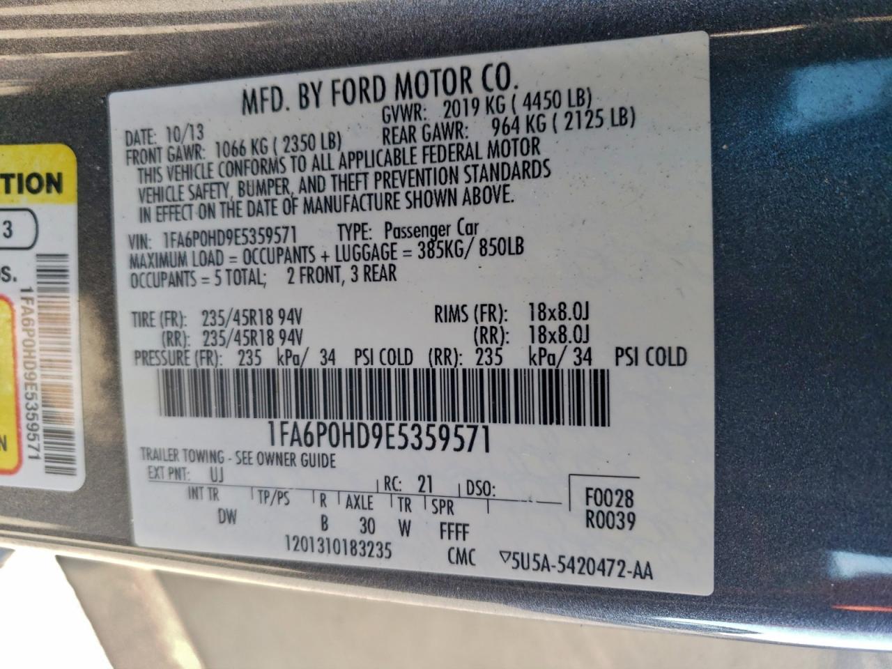 2014 FORD FUSION SE photo 12